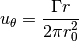 u_\theta = \frac{\Gamma r}{2\pi r_0^2}